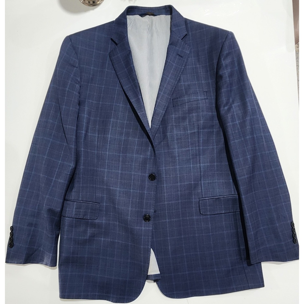 Brooks Brothers Men's Blue Check Explorer Regent Fit Sports Coat Size 46 Long